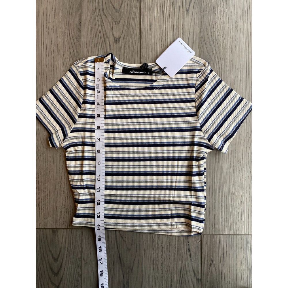 Olivaceous Striped Short Sleeve T-Shirt Juniors Size Small Tee Shirt 90s Y2K NEW - Picture 5 of 8